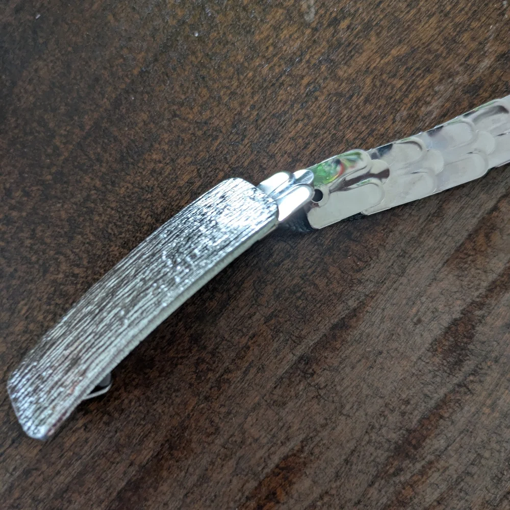 Vintage Silver‎ Tone Fish Scale Elastic Stretch Belt 26